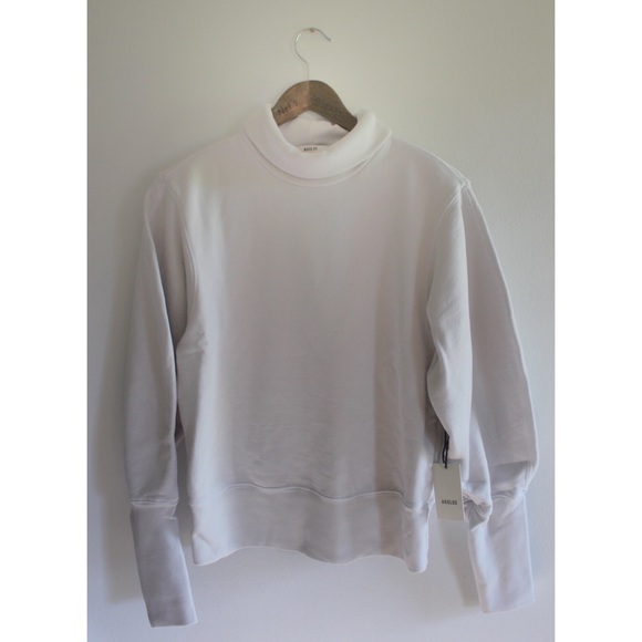 AGOLDE NWT Extended Rib High Neck Cream White Turtleneck Balloon Sleeve Sweater - Picture 11 of 15